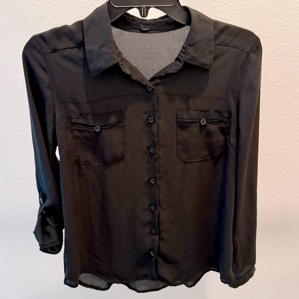 Black sheer long sleeve top